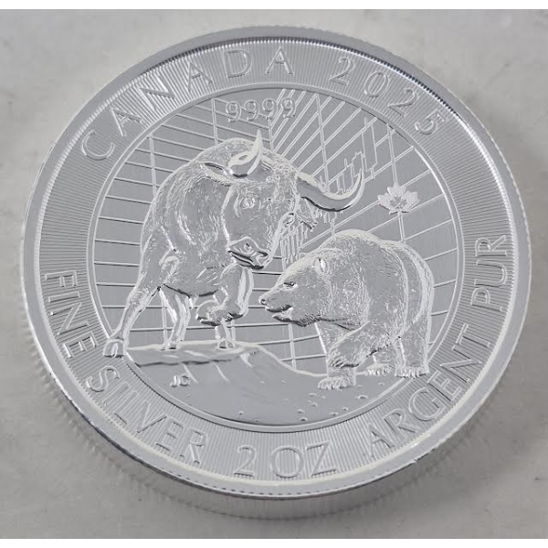 2 Oz .9999 Silver 2025 Bear vs Bull Coin 
