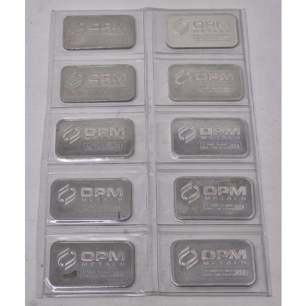 Uncut Sheet 10 x 1 Oz .999+ Silver OPM Metals Bars