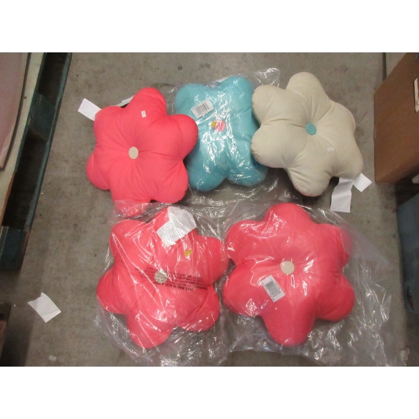 5 New 17" Flower Cushions - Assorted Colours