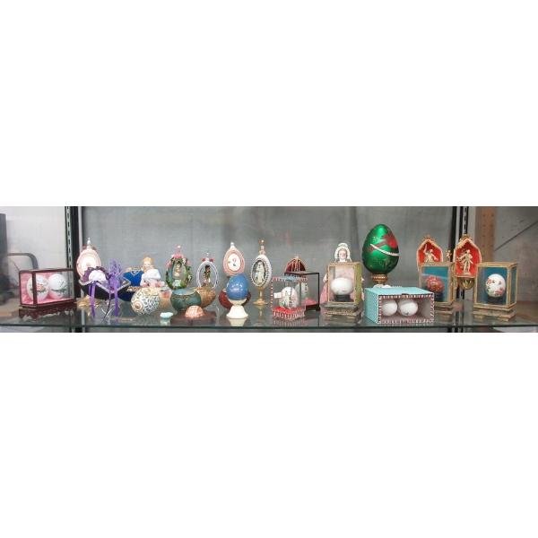 Shelf Lot of Egg Shaped Collectibles