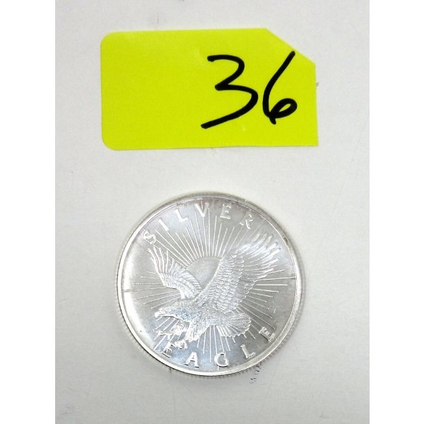 Vintage 1 Oz .999 Silver Eagle/Sunshine Minting Round 