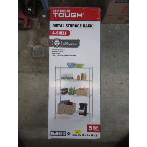 Hyper Tough4-Shelf Storage Rack - Chrome Colour