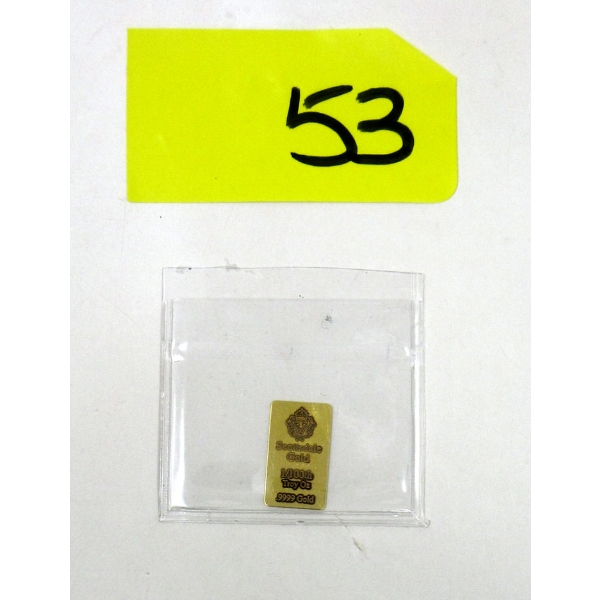1/100 Oz .999 Fine Gold Scottsdale Bar 