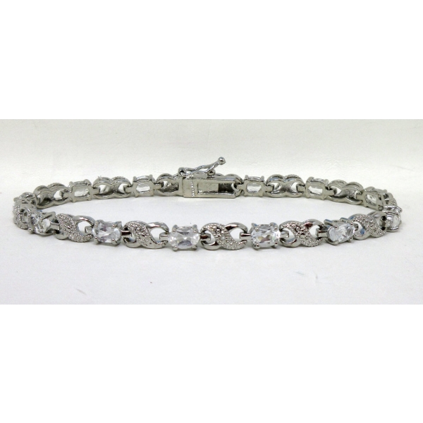 6.84 CTW White Topaz & Diamond Tennis Bracelet