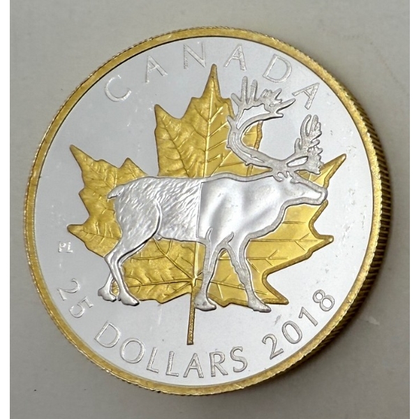 1 Oz .9999 Silver 2018 Timeless Icons: Caribou $25 Coin 