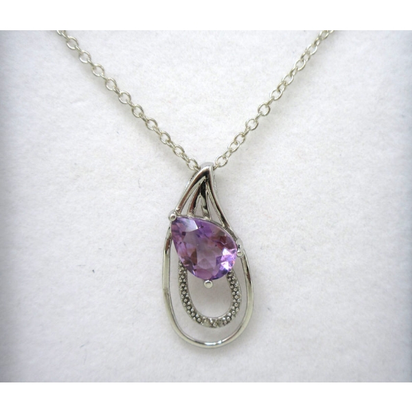 New Sterling Silver 1.25 CT Amethyst Necklace