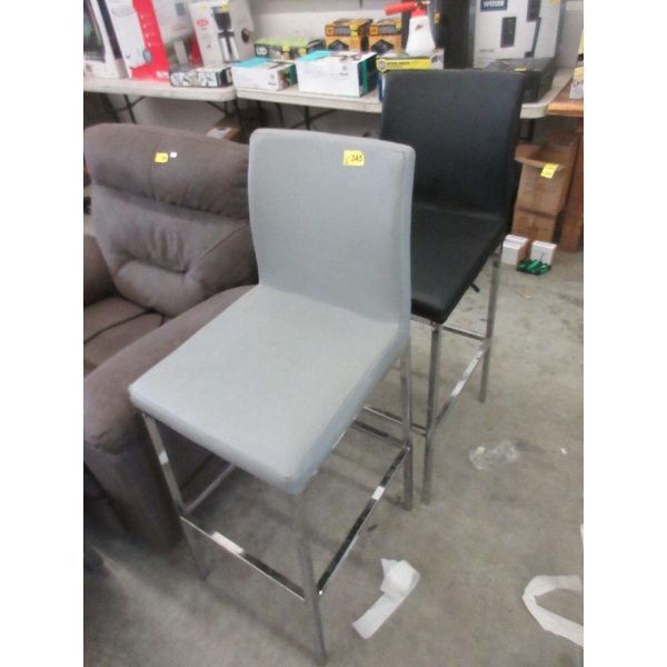 1 Black and 1 Grey Bar Stool - Preowned - As Is