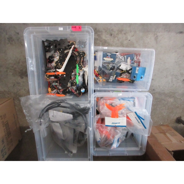 4 Totes of Assorted New and Used Drone Parts