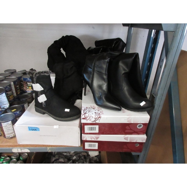 7 New Pairs of Ladies Black Boots in Boxes