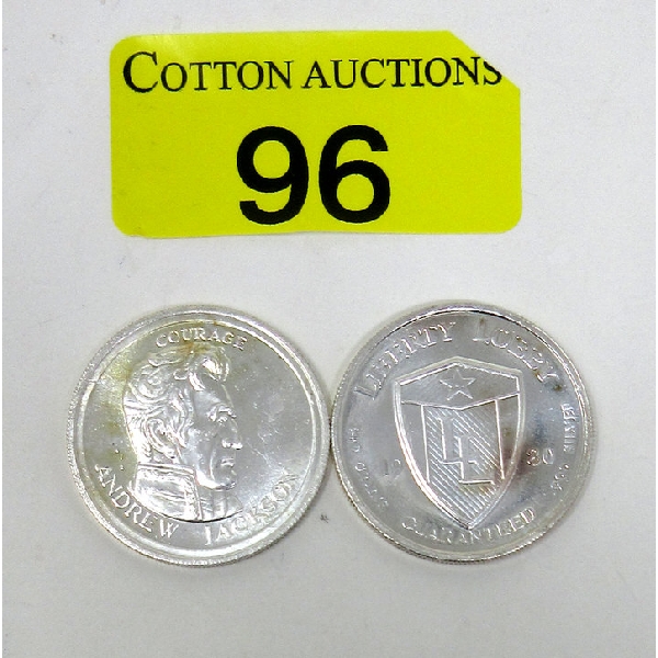 2 x 1/2 Oz .999 Silver 1975 Andrew Jackson Rounds 