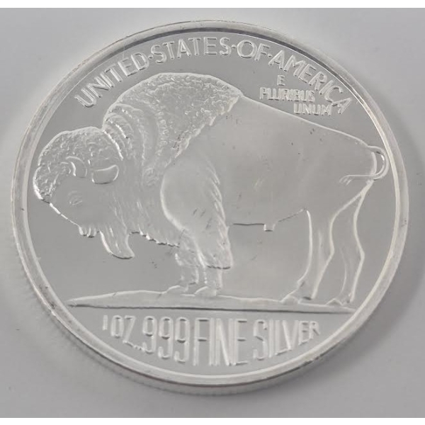 1 Oz .999 Silver Buffalo/Indigenous Art Round 