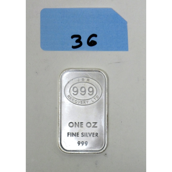 1 Oz .999 Silver JBR Bar 