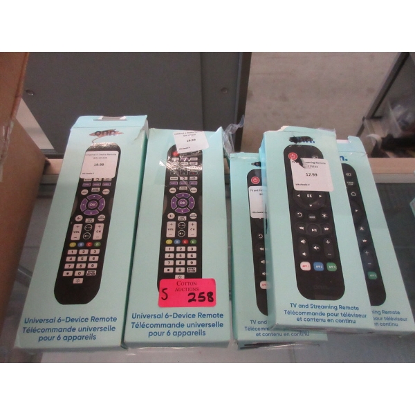 5 Piece Lot of Assorted Onn Remotes