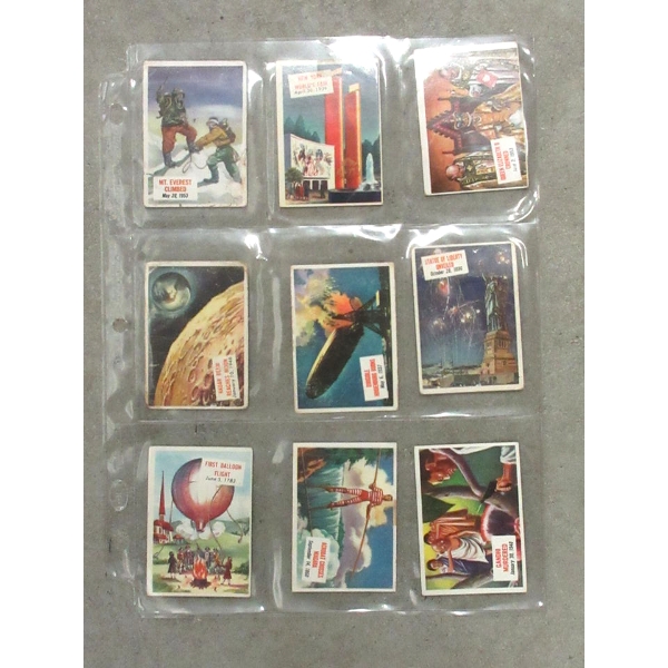 Nine 1954 Topps Scoop Trading Cards