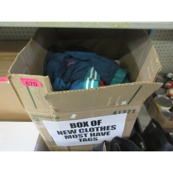 Box of Assorted New Clothes - Most Have Tags