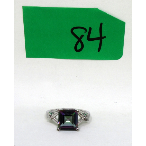 Mystic Topaz & Diamond Princess Cut Ring