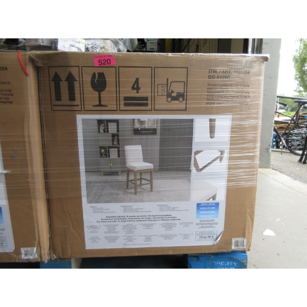 White Fabric Upholstered Counter Stool 