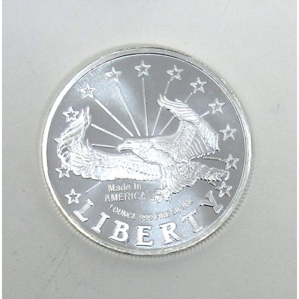 1 Oz .999 Silver Eagle Liberty Art Round 