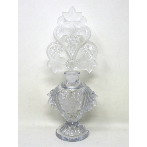 Vintage Crystal Perfume Bottle - Grapes & Leaf Design 