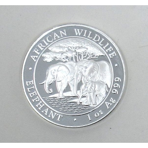 1 Oz African Wildlife Elephant .999 Silver Coin