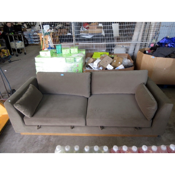 Green Microfibre 88" Sofa -With Storage