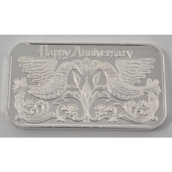 1 Oz .999 Silver 1983 Happy Anniversary Bar