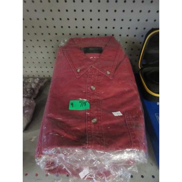 4 New Men's Red Denim 100% Cotton Shirts - XXL