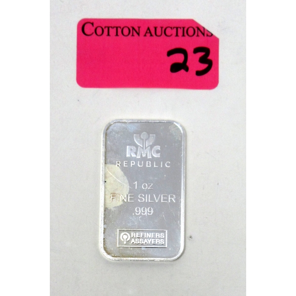 1 Oz .999 Silver RMC Republic Bar 