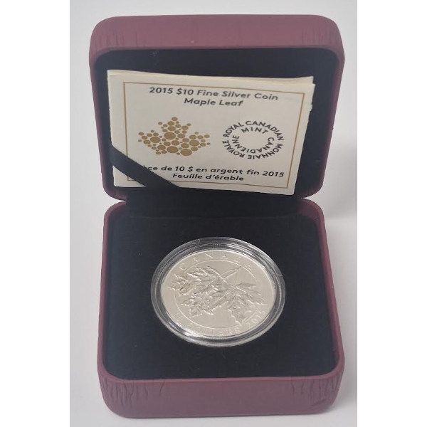 Half Oz .9999 Silver 2015 Maple Leaf $10 Coin 