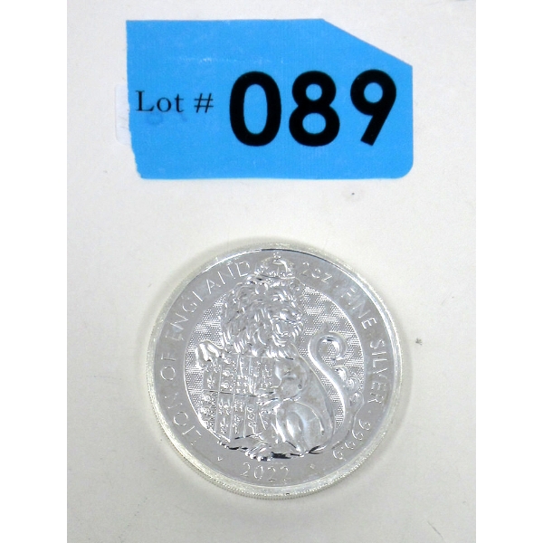2 Oz .9999 Silver 2022 Lion of England Coin 