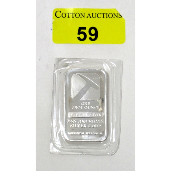 1 Oz .999 Silver Pan American Bar 