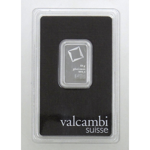 10 Gram .9995 Fine Platinum Valcambi Suisse Certified Bar 