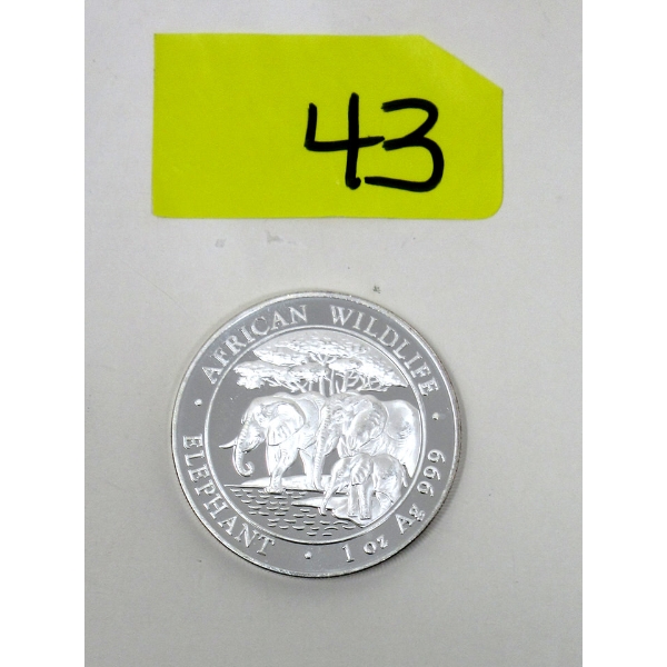 1 Oz .999 Silver 2013 Africa Wildlife Elephant Coin 