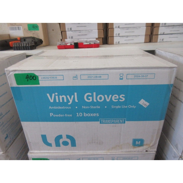 Case of Powder-Free Vinyl Gloves - Medium
