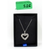 Image 2 : New Black & White Diamond Heart Necklace