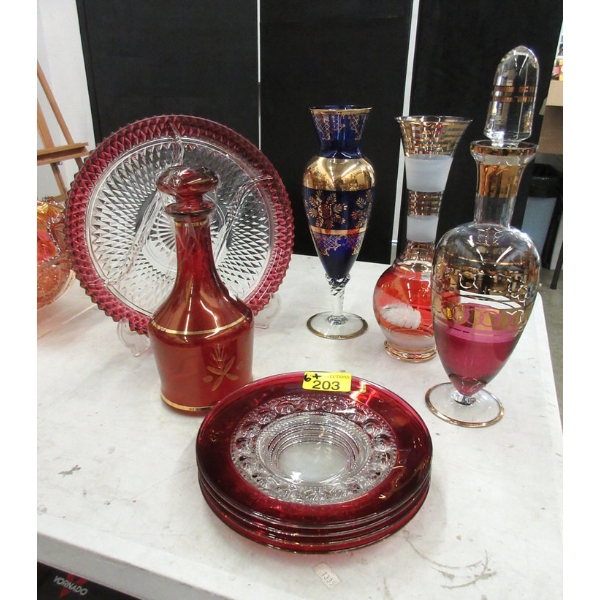 6+ Vintage Cobalt, Ruby and Cranberry Glass Pieces