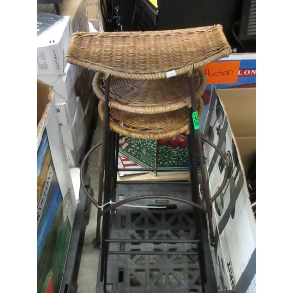 3 Wicker Seat Counter Stools with Metal Legs