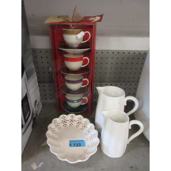 2 Coalport Jugs, Set of Demitasse Cups & 1 Bowl