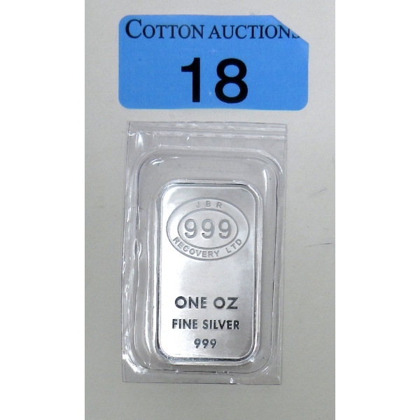 1 Oz .999 Silver JBR Ethically Sourced Bar 