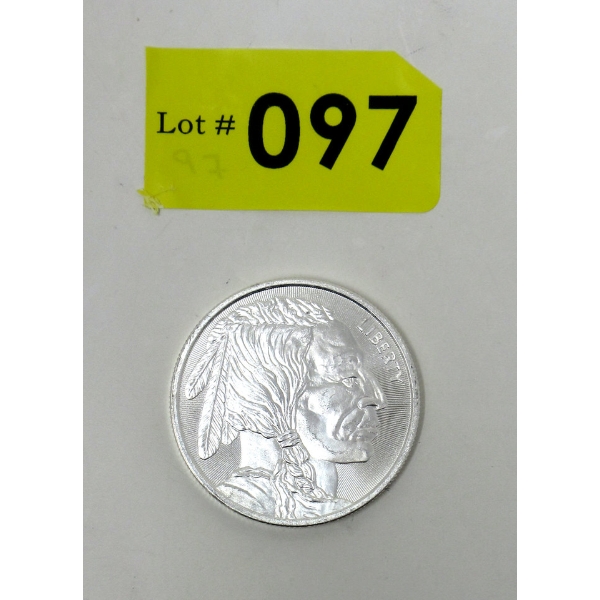 1 Oz .999 Silver Indigenous/Buffalo Round 