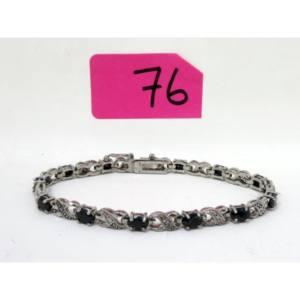 7.8 CTW Blue Sapphire & Diamond Tennis Bracelet
