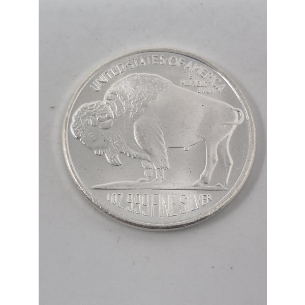 1 Oz .999 Silver Liberty Indigenous/Buffalo Round 