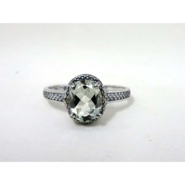 New 1.70 CT Green Amethyst & Diamond Solitaire Ring