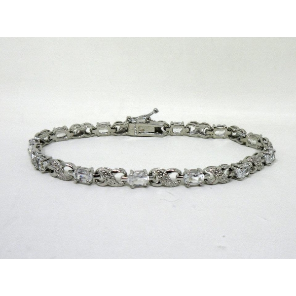 White Topaz & Diamond Tennis Bracelet