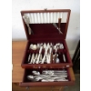 Image 1 : Wood Chest Full of Assorted Flatware
