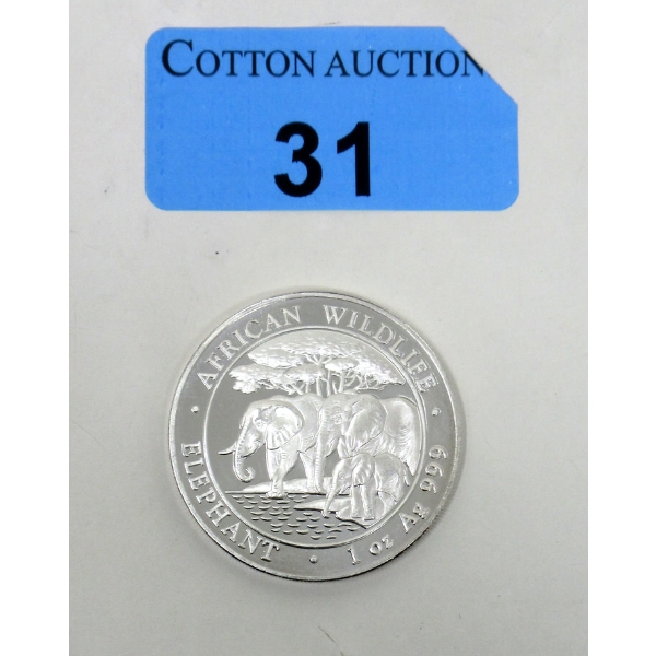 1 Oz .999 Silver 2013 African Wildlife Elephant Coin  