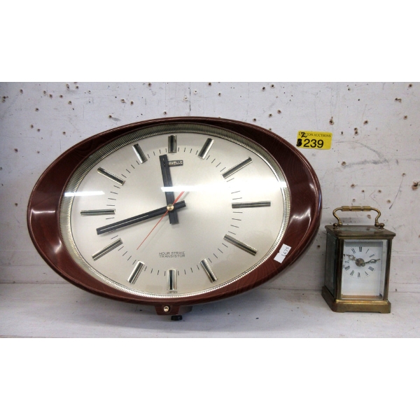 Caravelle Wall Clock and 4" Brass Carriage Clock