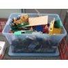 Image 1 : Bin of LEGO and LEGO Minifig Pieces