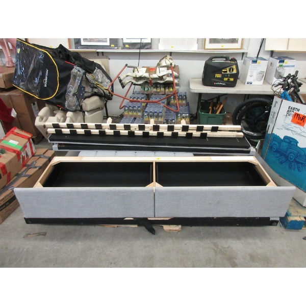 Queen Padded Bed Frame with Storage Drawers