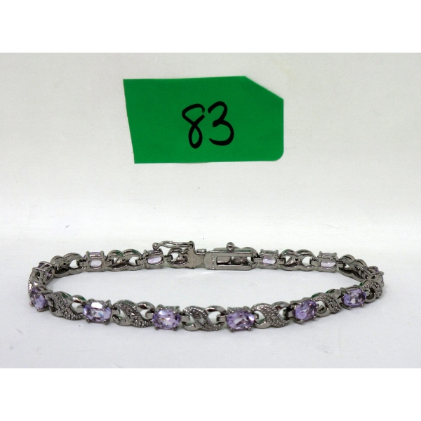 6.02 CTW Amethyst & Diamond Tennis Bracelet